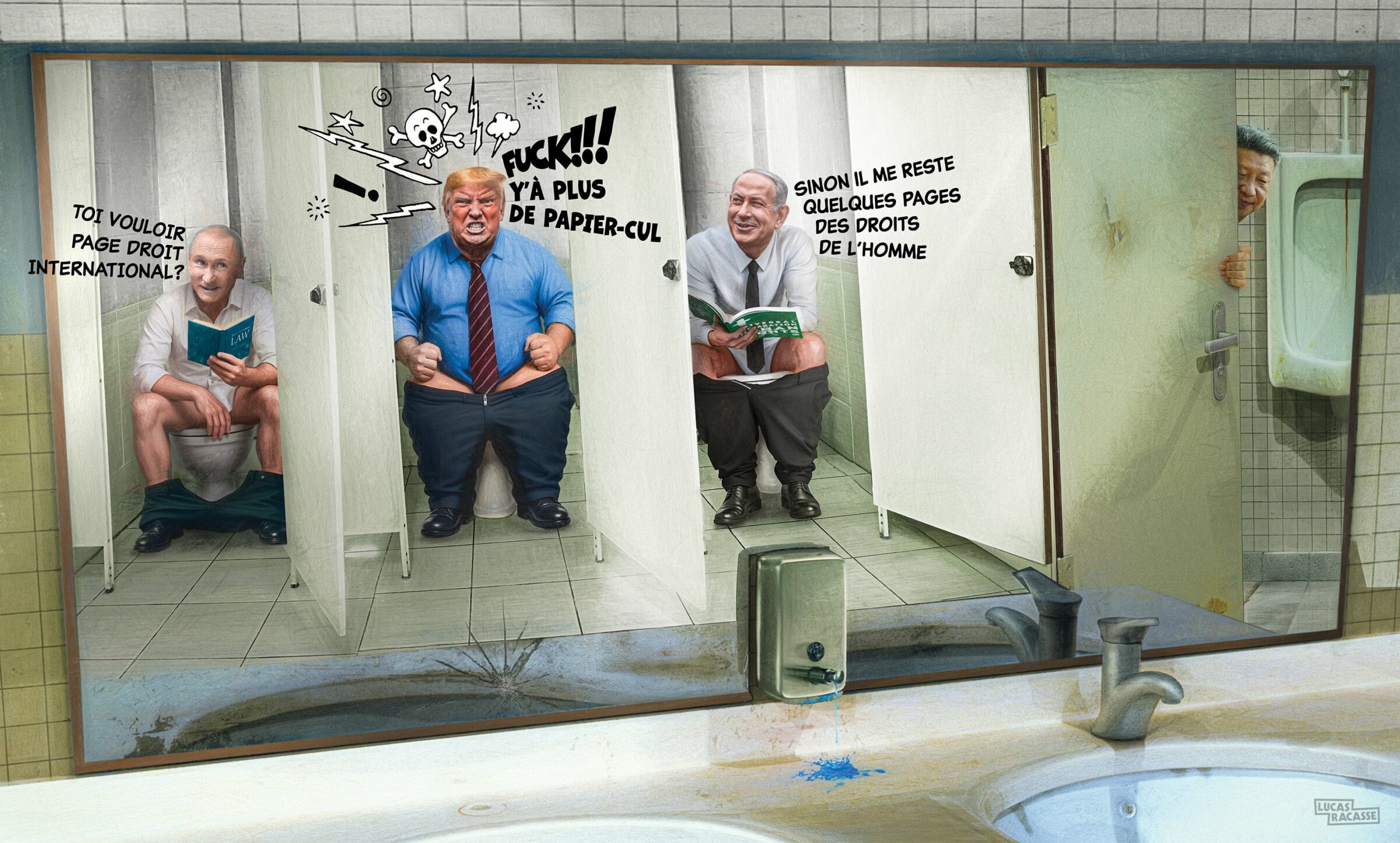 Des « tweets » débiles, les transferts du Mercato d’hiver du MR et les prix d’un Festival qui changent de nom. S’il neige des sauterelles ou des fishsticks, rentrez vite chez vous : c’est la fin du monde ! (Illustration : « Make The World Worst Again », par Lucas Racasse)